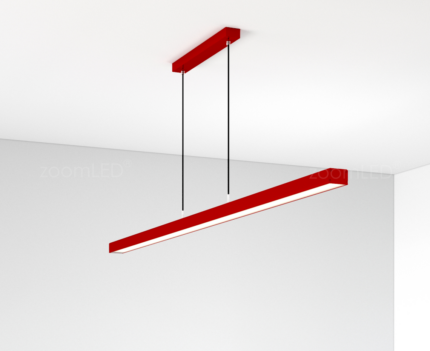 Prosta czerwona lampa wisząca wyglądająca bardzo efektownie
