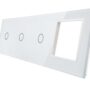 70111G-61 Biały panel szklany LIVOLO 1+1+1 z miejscem na gniazdo
