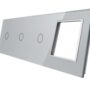 70111G-64 Srebrny panel szklany LIVOLO 1+1+1 z miejscem na gniazdo