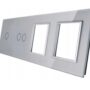 7012GG-64 Srebrny panel szklany LIVOLO 1+2 z podwójnym miejscem na gniazdo