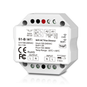 Ściemniacz odbiornik AC TRIAC TUYA WiFi do urządzeń LED na 230V - sterownik S1-B(WT) BLACK series