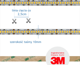 taśma led gęsta 240 LED gdzie ciąć, jaka szerokość i rodzaj taśmy klejącej