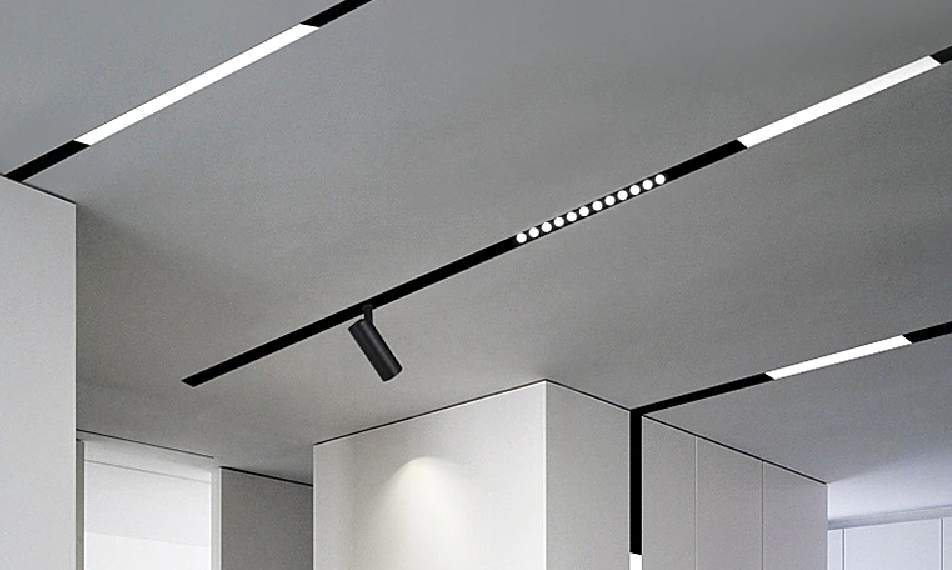 Czarna wpuszczana magnetyczna lampa