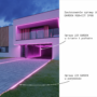 Dom i podjazd oświetlony oprawą hermetyczną z kolorowym światłem
