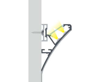 Profil aluminiowy ścienny gzyms - Logi - montaż paska led