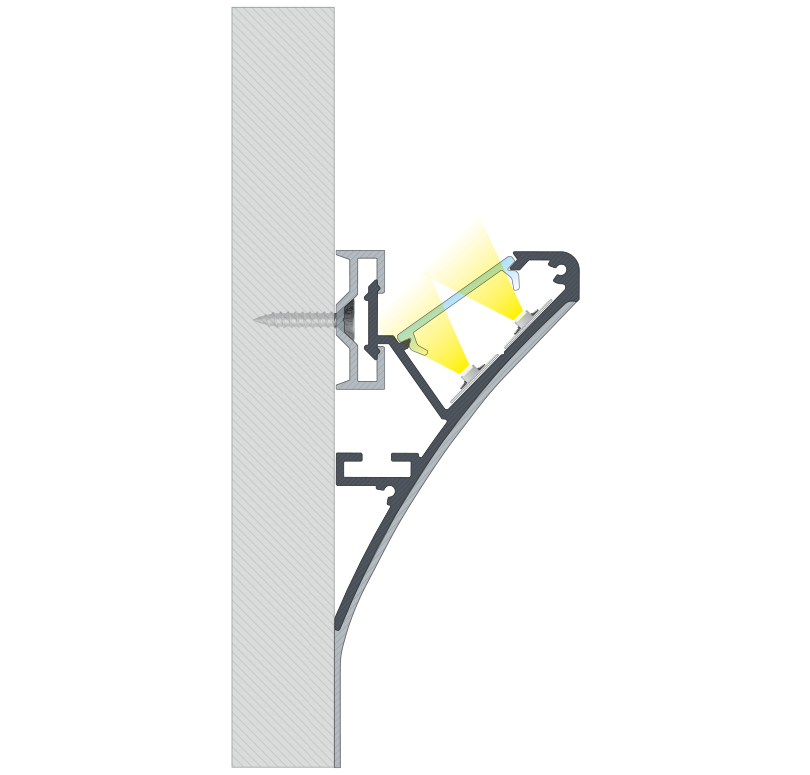 Profil aluminiowy ścienny gzyms - Logi - montaż paska led
