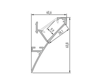 Profil aluminiowy ścienny gzyms - Logi - wymiary