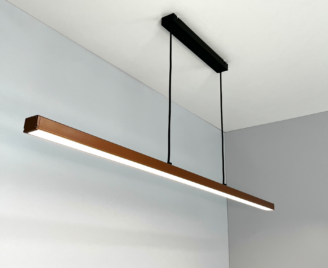 Lampa wisząca liniowa w kolorze różowego złota