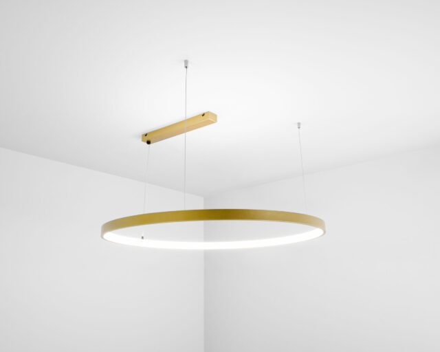 Lampa wisząca okrągłą w kolorze złotym