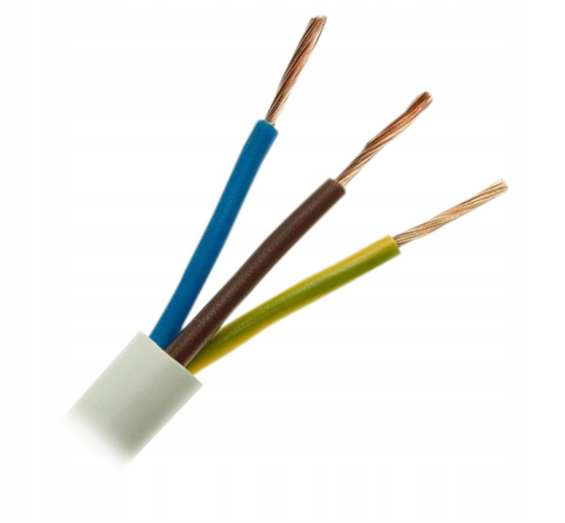 Kabel 3 żyłowy w białym oplocie