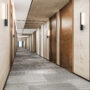 3d rendering modern luxury wood and tile hotel corridor